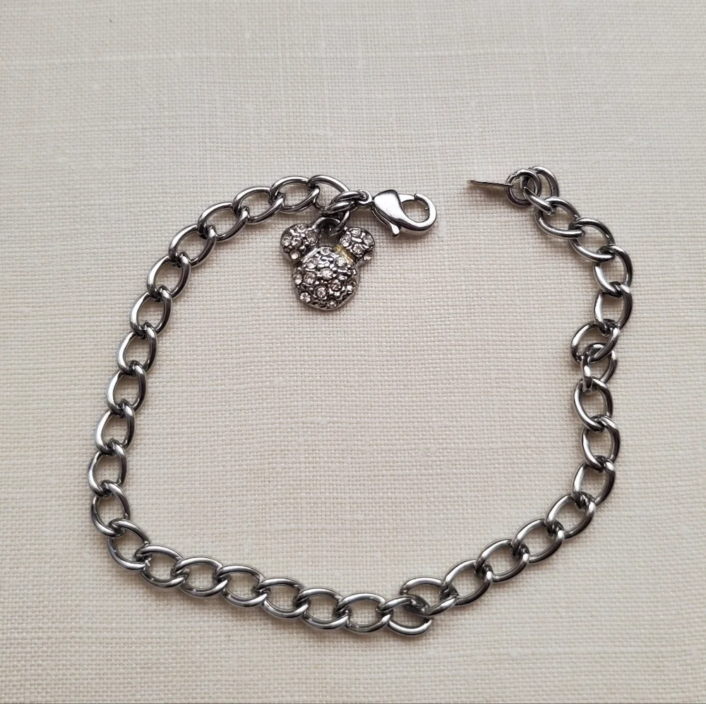 Disney Charm Bracelet & Pink Mickey Mouse Necklace